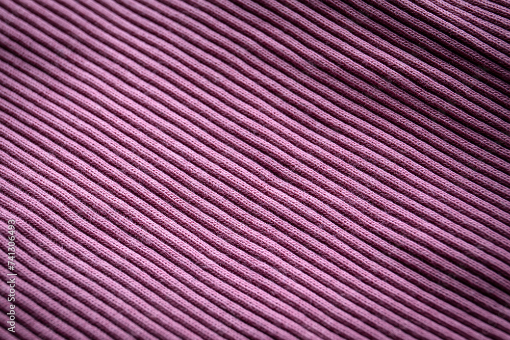 Wall mural purple knit with seam, ribbed, distinct texture, curved fabric