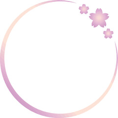 丸型の桜フレーム/グラデーション/イラスト/素材