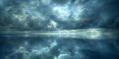 storm over the ocean , Stormy Sky and Moonlit Waters in Perfect Harmony    