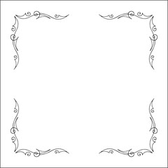 Elegant black and white monochrome ornamental border for greeting cards, banners, invitations. Vector frame for all sizes and formats. Isolated vector illustration.	
