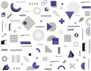 set of icons with the concept of brutal abstract geometric shapes and grids. illustration Seamless background of geometric elements.