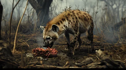 Tuinposter Hyena eating © Cybonix
