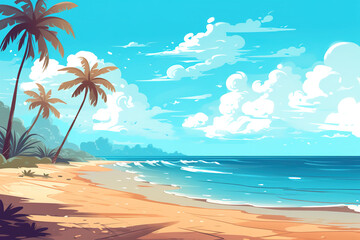 Fototapeta na wymiar Paradise beach with palm tree