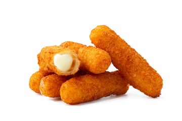 Fried cheese sticks isolated on white background