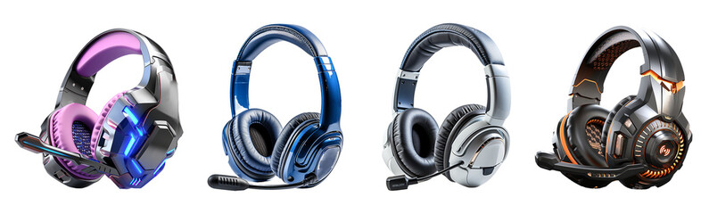 set of headset devices with various designs, generative ai