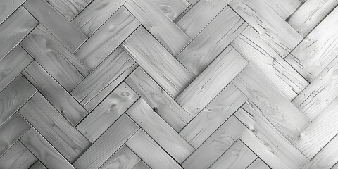 Herringbone's white floor boards, detailed and timeless, add architectural intrigue to any space. - obrazy, fototapety, plakaty