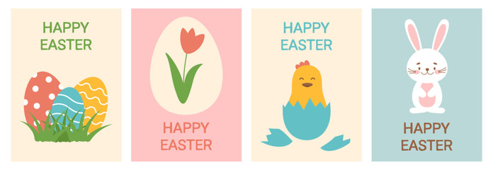 Set of backgrounds of Easter greeting cards. Spring concept. Easter concept.