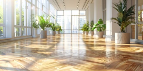 Light maple wooden parquet flooring brightens and airs the contemporary space.