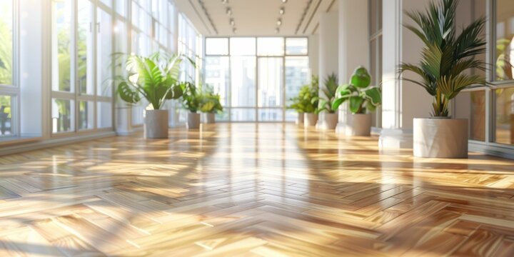 Light maple wooden parquet flooring brightens and airs the contemporary space.