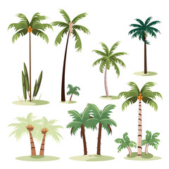 Coconut Trees on Tropical Beach Idyllic Illustration of Paradise, Generative Ai