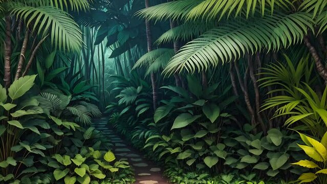 Dark green jungle background photorealistic