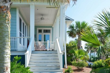 Coastal Retreat: Beach House Nestled Amongst Tranquil Trees - Seaside Serenity, Nature Harmony, and Relaxing Escape in a Charming Coastal Setting