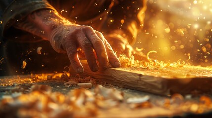 Close Up of a Person Working on a Piece of Wood