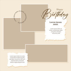 Vector illustration Collage editable post banner template Set of empty photo frames compositions