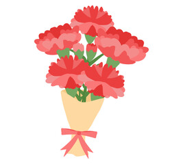 母の日の赤いカーネーションの花束