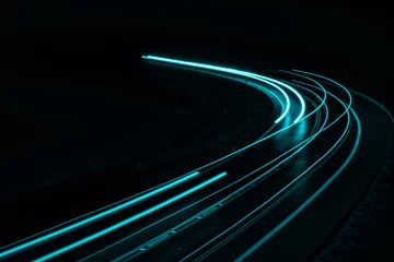 Photo sur Plexiglas Autoroute dans la nuit blue car lights at night. long exposure