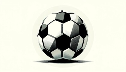 Obraz premium A classic black and white soccer ball in a stylized graphic, centered prominently against a neutral background, symbolizing global sports, teamwork, and competition.Sport concept.AI generated.