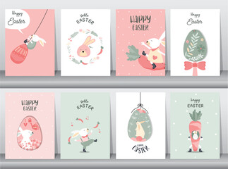 Happy Easter Set of Sale banners, greeting cards, posters, holiday ,graphic elements. Holiday covers, posters, banners. Cartoon flat. vector illustration. - 741324034