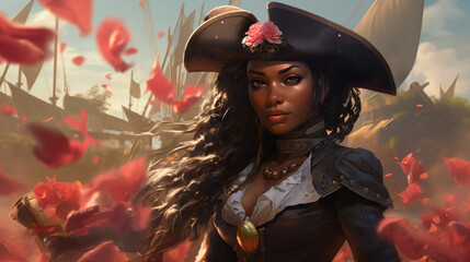 Naklejka premium A black woman as pirate