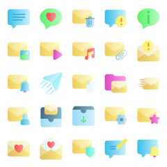 Message icon set, for communication needs, social media, correspondence and email.