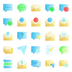 Message icon set, for communication needs, social media, correspondence and email.