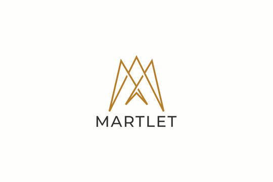 Swallow Bird Martlet Letter M Logo Geometric Abstract Magpie