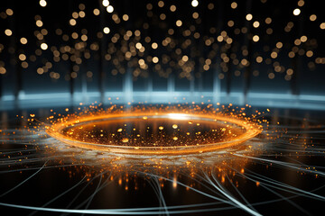 Obraz premium Abstract fantasy background with gold plating and bokeh. Generated by artificial intelligence