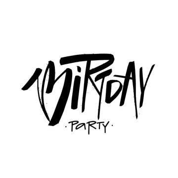 Birthday party black color typography font text.
