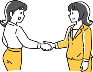 握手する2人の女性社員