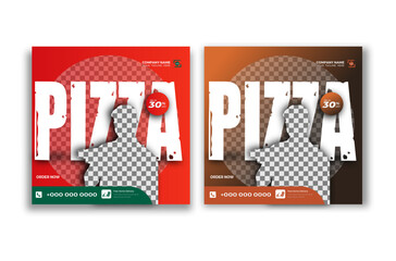 social media pizza food post design template.