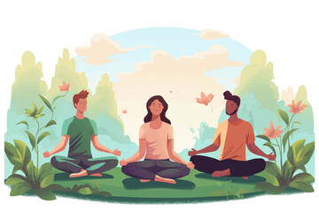 Obraz na płótnie Canvas Group Meditation Session in a Serene Park Setting isolated vector style illustration