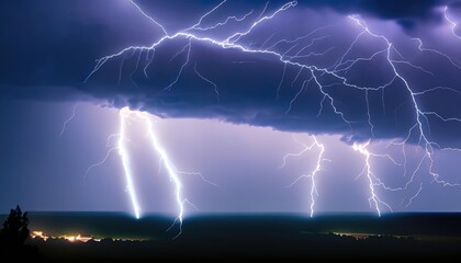 Thunder, lightning and rain on a stormy summer night