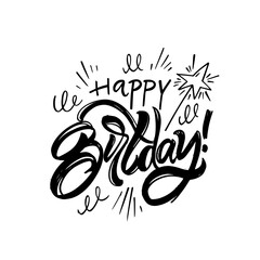 Happy Birthday black color modern typography font quote sign.