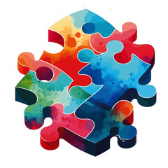 Interlocking puzzle pieces in a colorful, abstract design. vector on white background