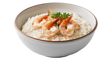 Rice porridge with shrimp on isolated on transparent png background. Generative ai