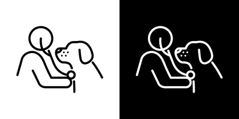 シンプルな動物病院の獣医と犬のアイコン