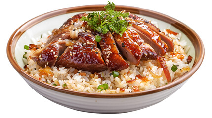 Fototapeta premium Fried rice on isolated on transparent png background. Generative ai