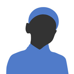 A moslem boy. Modern silhouette in blue and black, minimalist and iconic