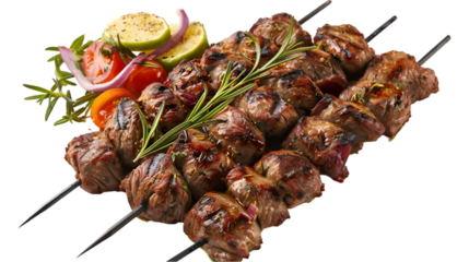 Souvlaki on isolated on transparent png background. Generative ai