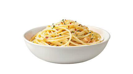 Spaghetti Carbonara on isolated on transparent png background. Generative ai