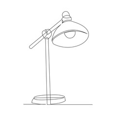 Continuous single one line sketch drawing of table desk lamp light for work space and reading study home decoration vector illustration