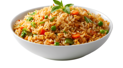 Fried rice on isolated on transparent png background. Generative ai
