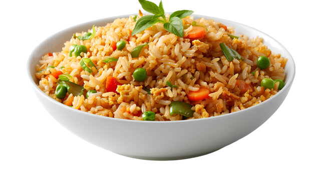Fried rice on isolated on transparent png background. Generative ai