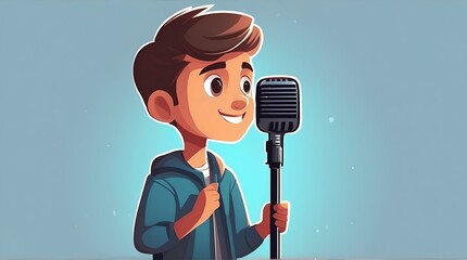 singing male person with microphone