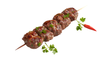 Kebab on isolated on transparent png background. Generative ai