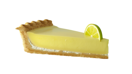 Key Lime Pie on isolated on transparent png background. Generative ai