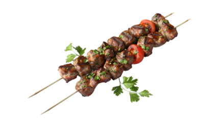 Kebab on isolated on transparent png background. Generative ai