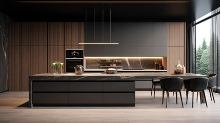 Contemporary minimalistic kitchen in a rich fashionable house