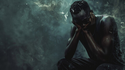 portrait of a depressive and sad black men - obrazy, fototapety, plakaty