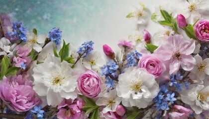 bouquet of flowers on a wooden background, flowers in the garden, Background for design made of  spring flowers, Ai Generate 